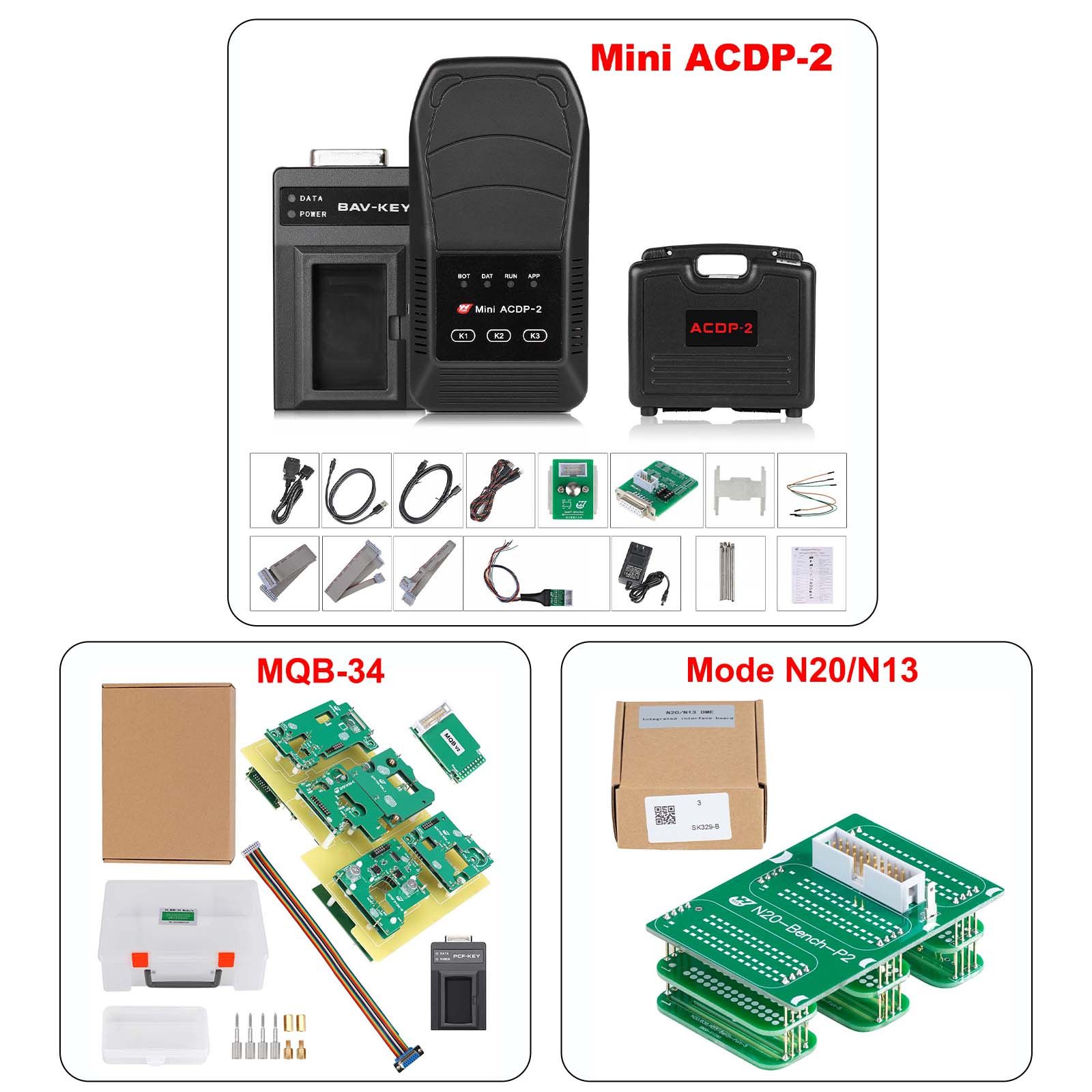 2025 Yanhua ACDP-2 paquet serrurier avec module 1/2/3/7/9/10/12/20/24/29/31/33/34 pour BMW Land Rover Porsche Volvo VW Audi Ajouter des clés et toutes les clés perdues