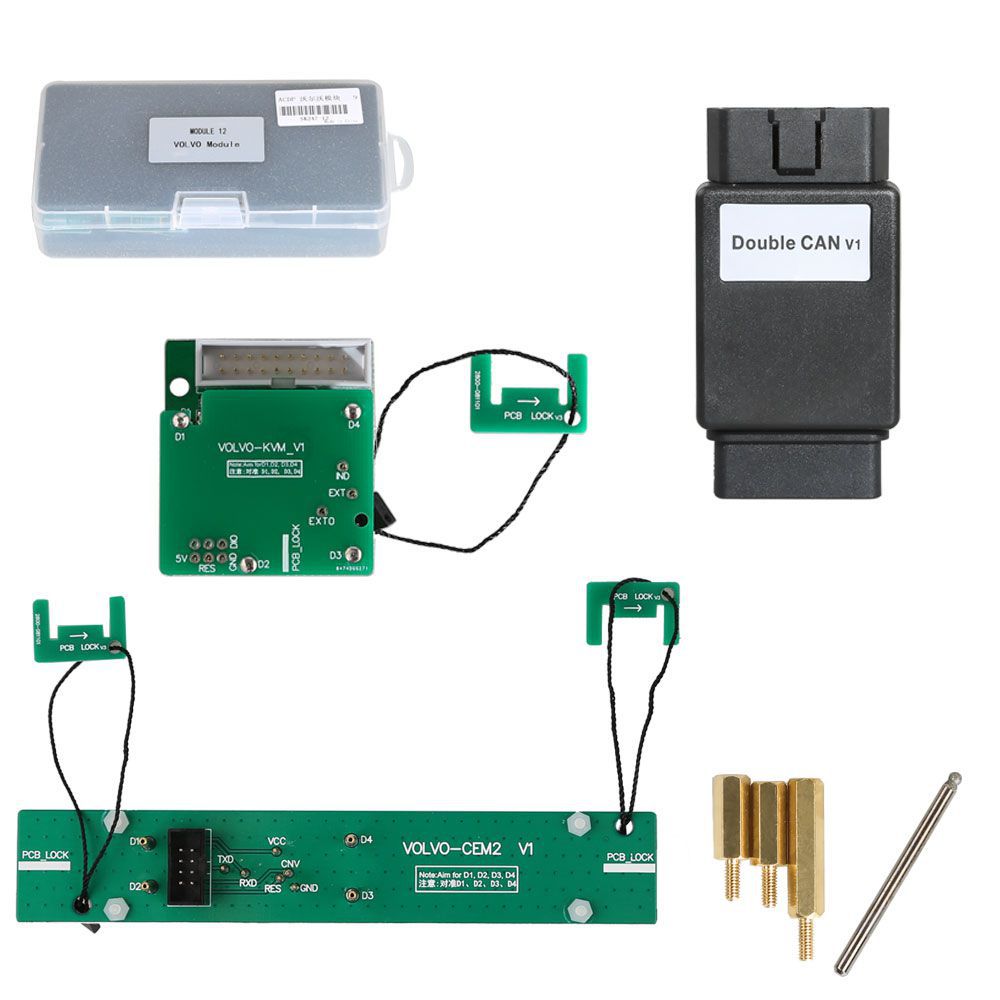 Yanhua Mini ACDP module 12 Volvo additional Components including cem2 V1 and Volvo KVM V1 Interface Board / Dual can adaptator and Volvo COPPER COLUMN Assembly