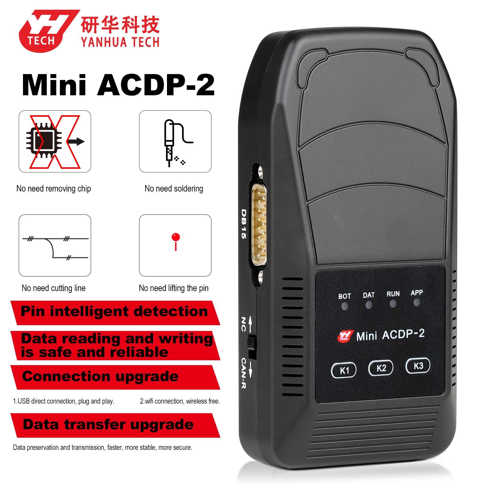 Yanhua Mini ACDP-2 Maître avec Module 19 pour SH725XX Boîte de vitesses Clone Support ZF 8HP DQ380 / DQ381 0DE, MB VGS-NAG3, BMW GETAG 7DCT et BMW TEMIC DKG