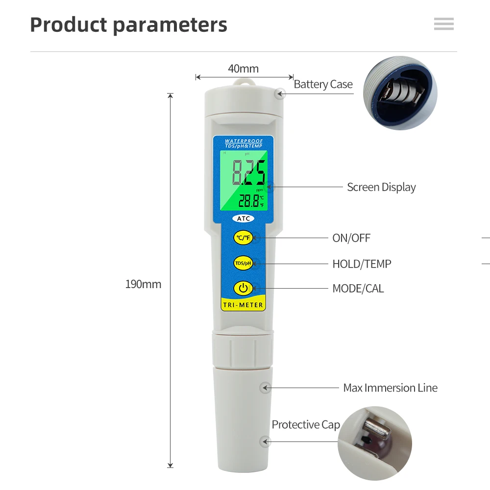 3 in 1 PH TDS Temperature Meter
