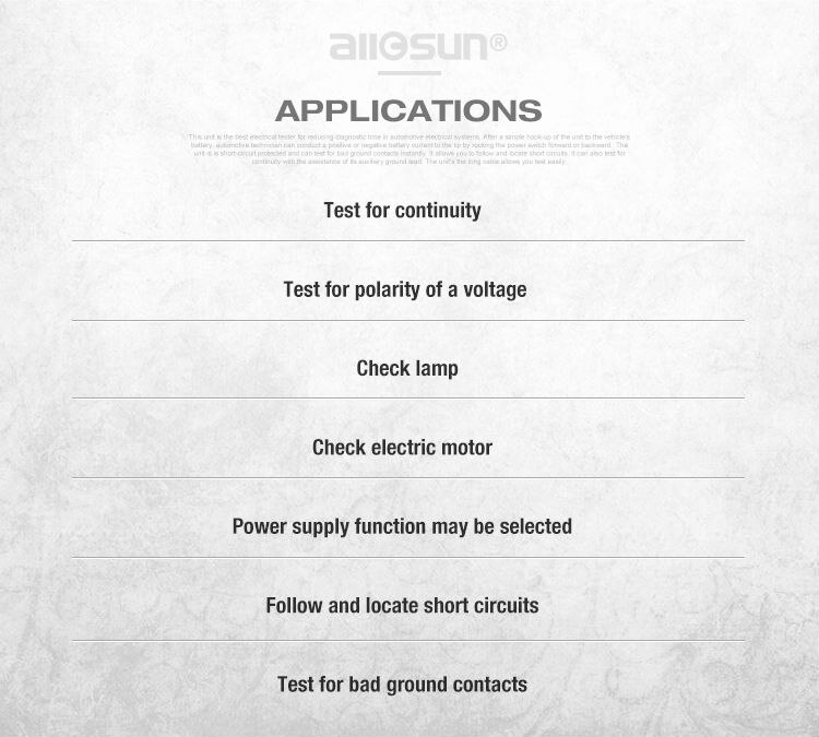 Testeur de circuit électrique de voiture All-Sun EM285 Power Probe