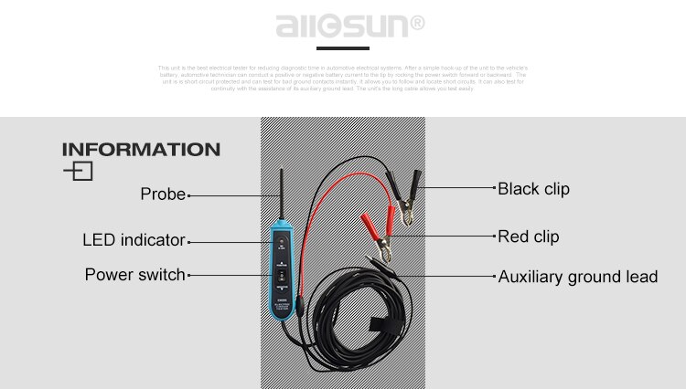 Testeur de circuit électrique de voiture All-Sun EM285 Power Probe