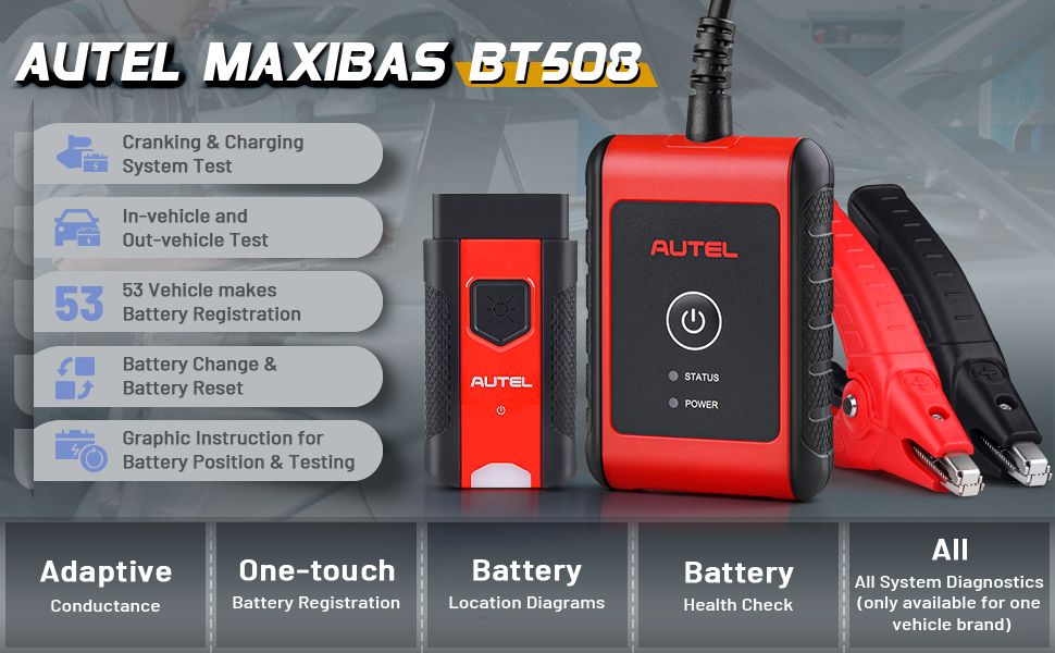 Testeur de batterie de voiture Autel MaxiBAS BT508