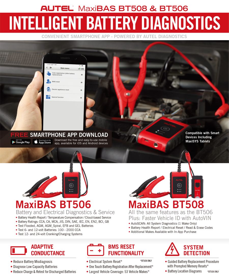 Autel MaxiBAS BT508 contre BT506