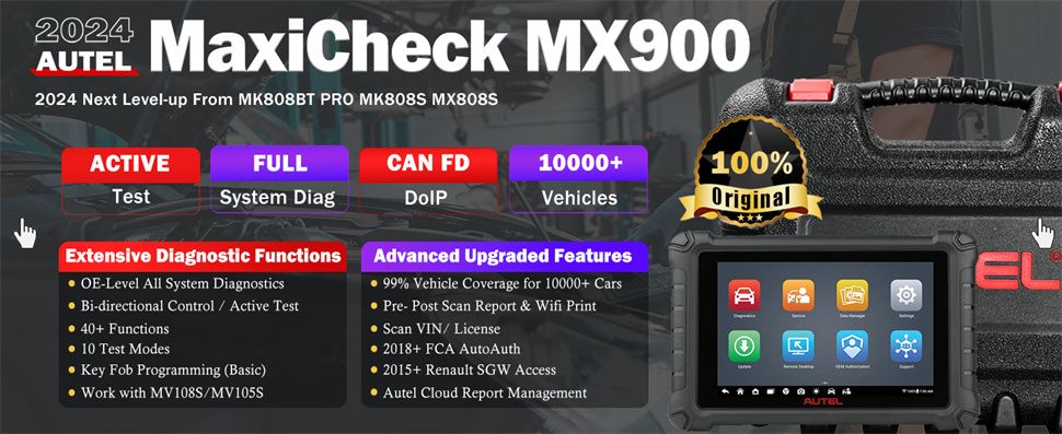 Autel MaxiCheck MX900 OBD2 tous les scanners de diagnostic du système, contrôle bidirectionnel, DoIP/CAN FD, lire/effacer le code, service 40+, mise à niveau de MK808/MX808
