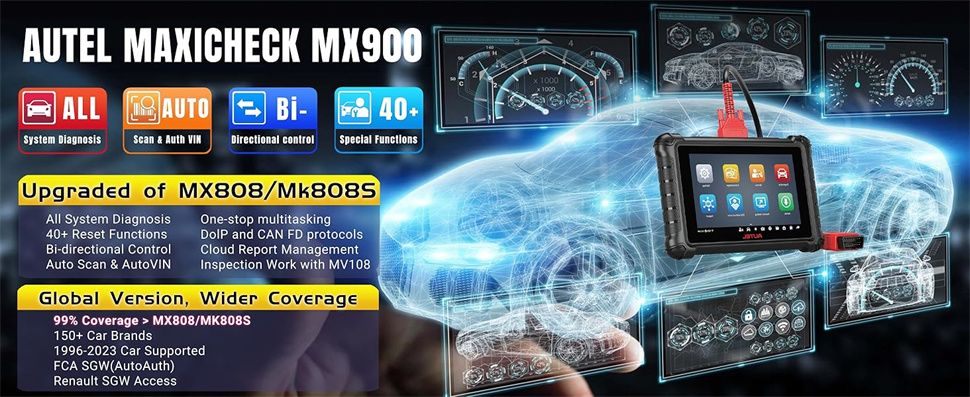 Autel MaxiCheck MX900 OBD2 tous les scanners de diagnostic du système, contrôle bidirectionnel, DoIP/CAN FD, lire/effacer le code, service 40+, mise à niveau de MK808/MX808