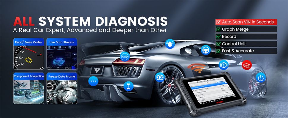 Autel MaxiCheck MX900 OBD2 tous les scanners de diagnostic du syst&egrave;me, contr&ocirc;le bidirectionnel, DoIP/CAN FD, lire/effacer le code, service 40+, mise &agrave; niveau de MK808/MX808