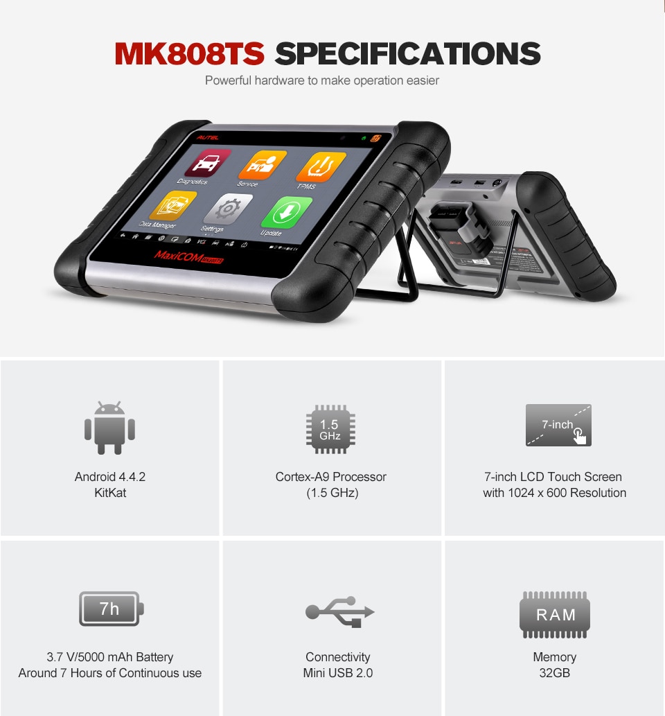 Autel MaxiCOM MK808TS Outil de réapprentissage automatique TPMS