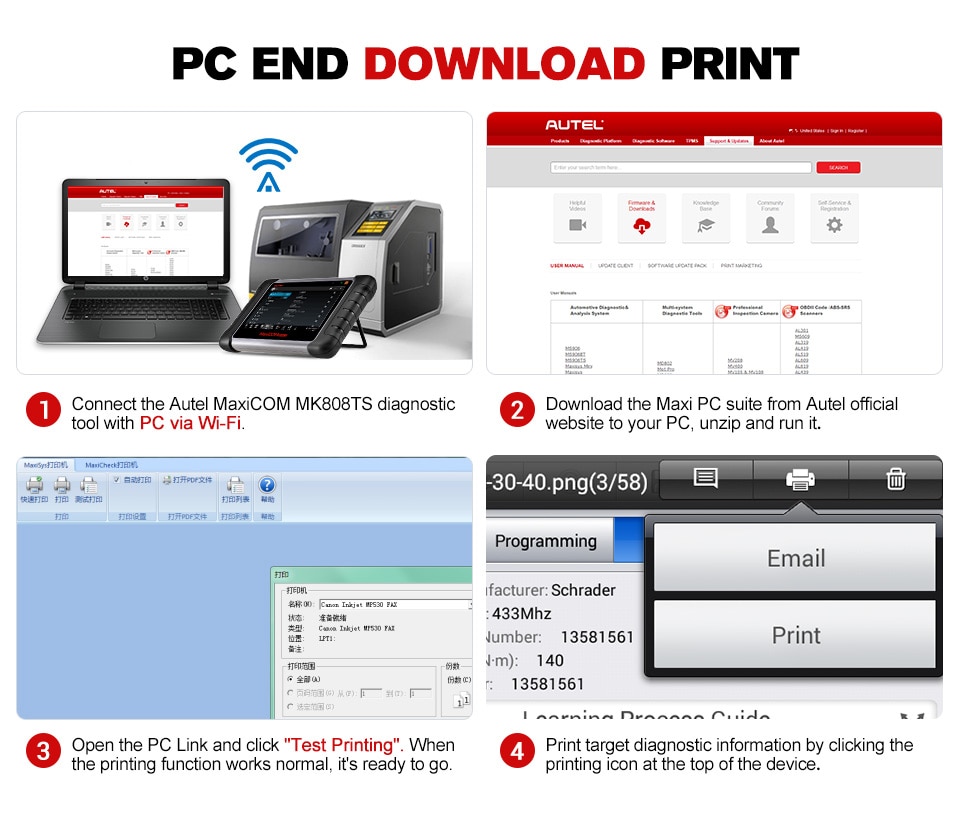 Autel MaxiCOM MK808TS Outil de réapprentissage automatique TPMS