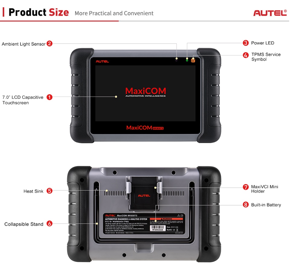 Autel MaxiCOM MK808TS Outil de réapprentissage automatique TPMS