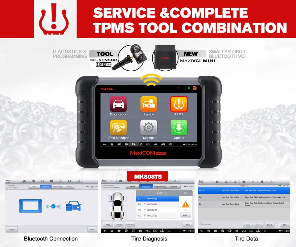 Autel MaxiCOM MK808TS Outil de réapprentissage automatique TPMS