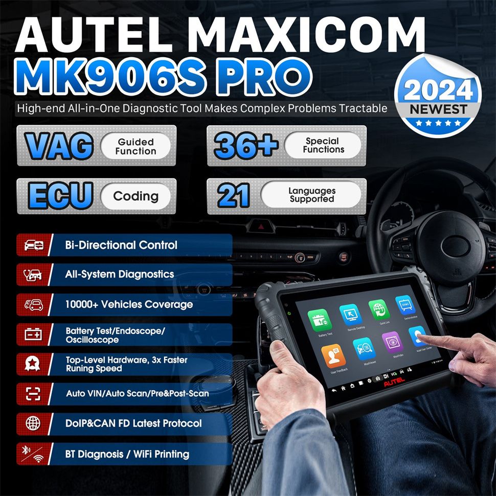 Outil de diagnostic de scanner Autel MaxiCOM MK906S PRO avec contr&ocirc;le bidirectionnel avanc&eacute; de codage de l'ECU 