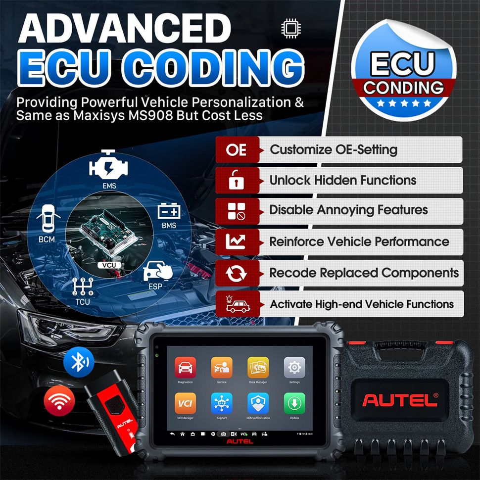 Outil de diagnostic de scanner Autel MaxiCOM MK906S PRO avec contr&ocirc;le bidirectionnel avanc&eacute; de codage de l'ECU 