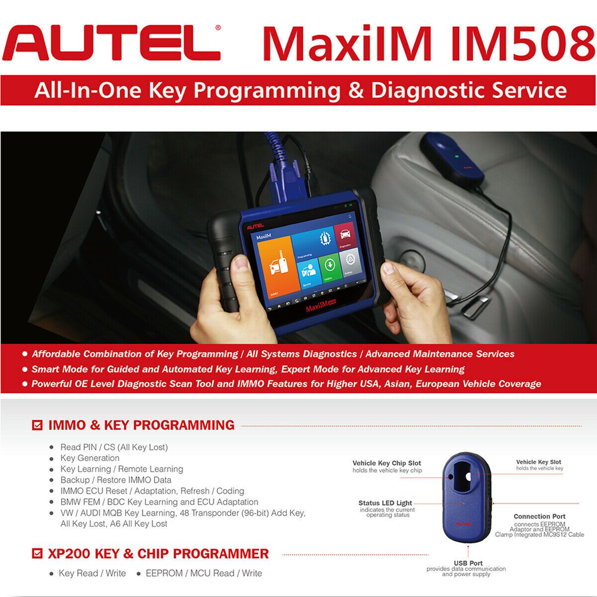 Original Autel MaxiIM IM508 IMMO avancé & Programme clé