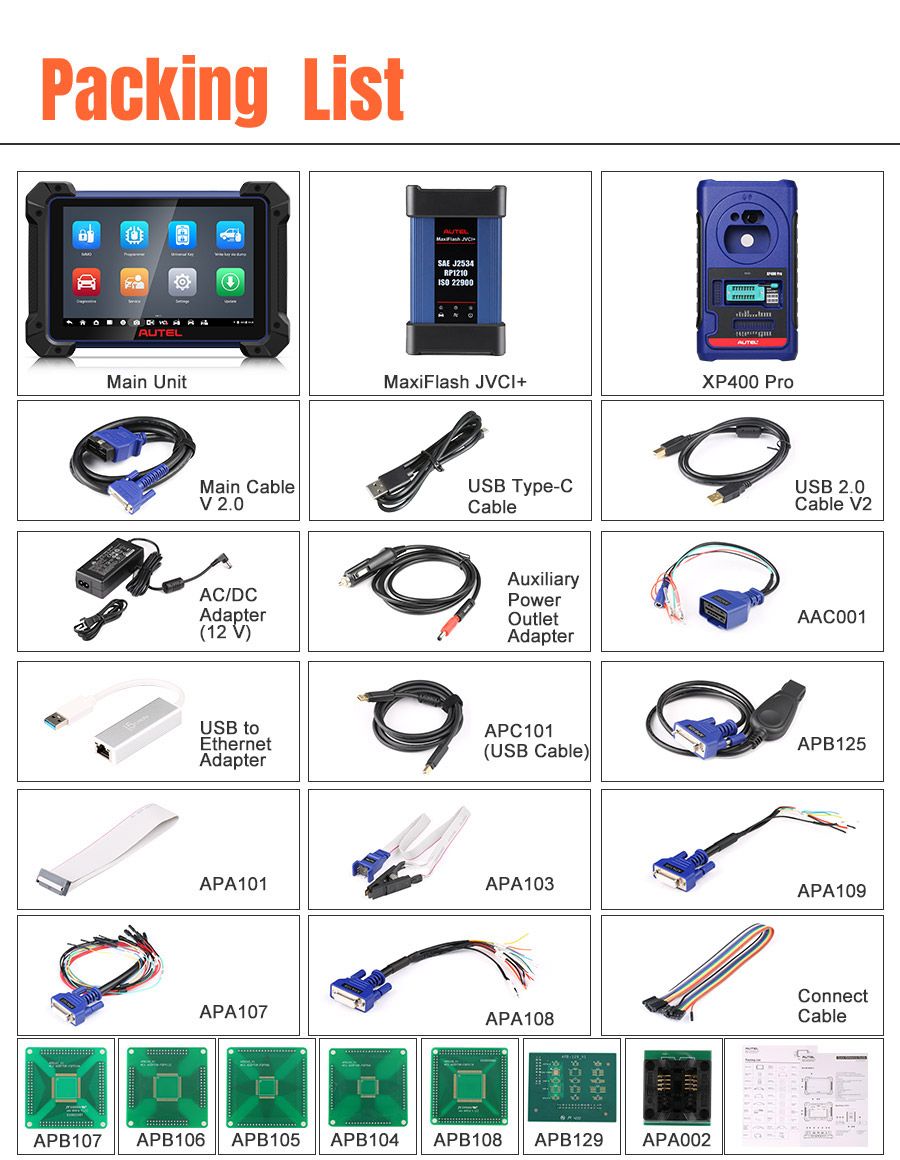 Liste des paquets Autel IM608 Pro II