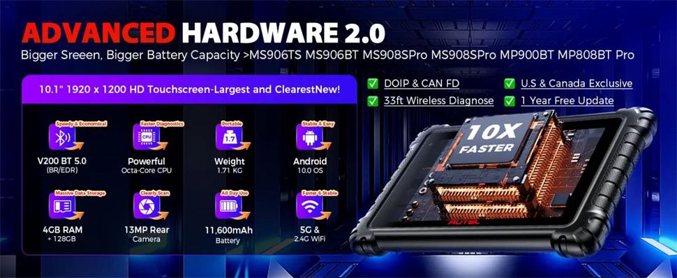 Autel Maxisys MS906 Max Scanner de diagnostic Codage avancé de l'ECU 40+ Services de réinitialisation