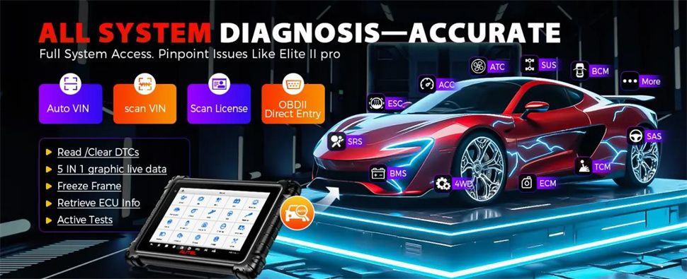 Autel Maxisys MS906 Max Scanner de diagnostic Codage avancé de l'ECU 40+ Services de réinitialisation