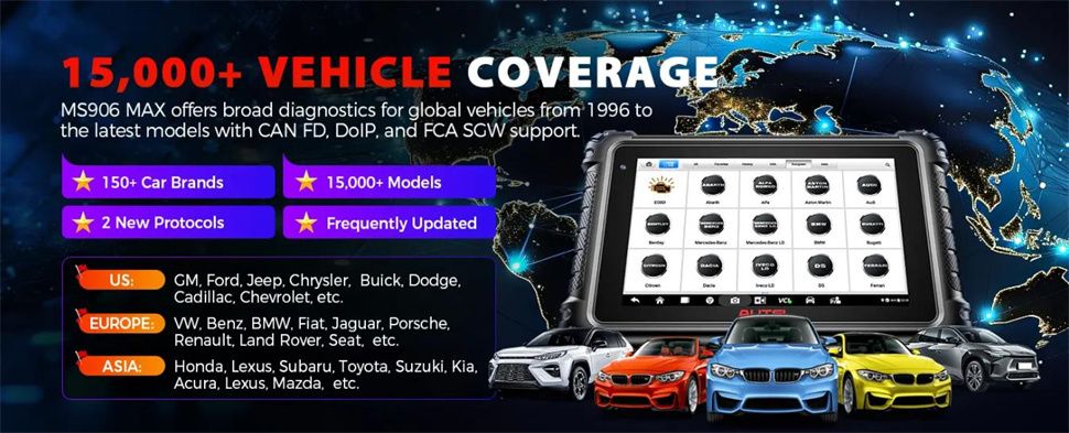 Autel Maxisys MS906 Max Scanner de diagnostic Codage avancé de l'ECU 40+ Services de réinitialisation