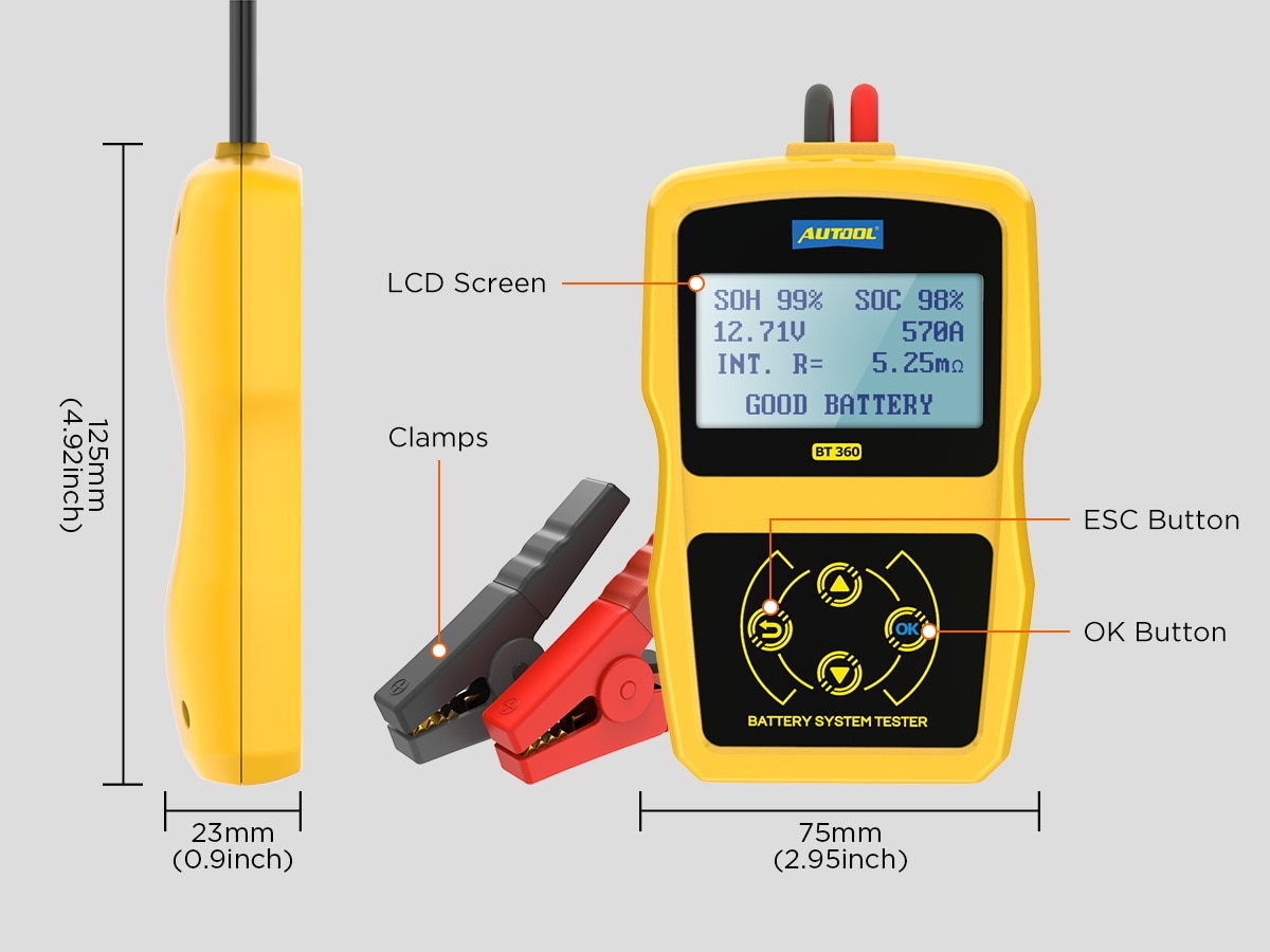 Testeur de batterie de voiture AUTOOL BT360 12V