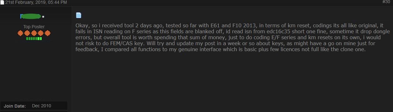 Avis sur le scanner BMW E/F