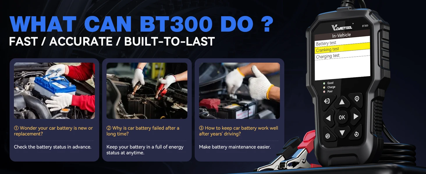 Testeur de batterie de voiture BT300