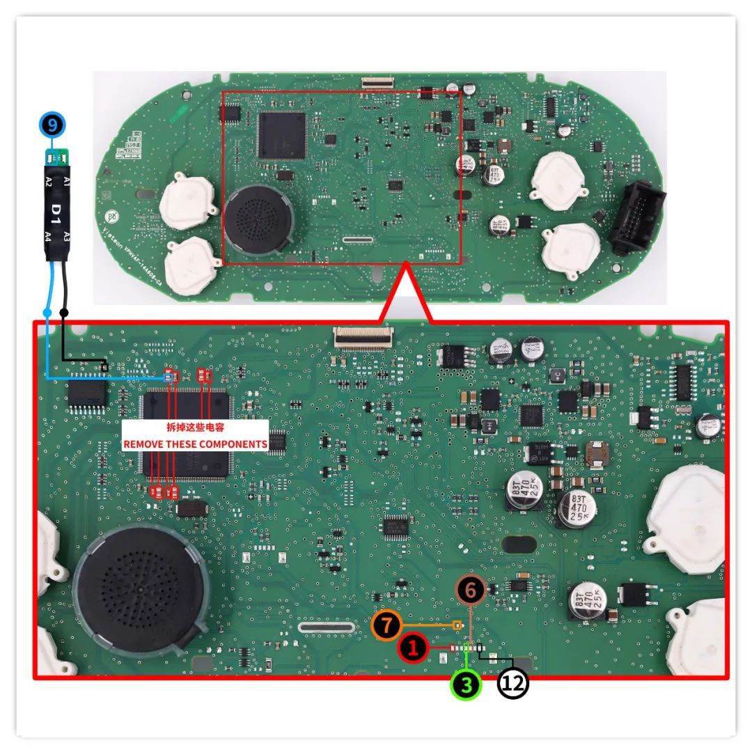 Câble d'adaptateur cg100x et D1 vers un Cluster VAG MQB