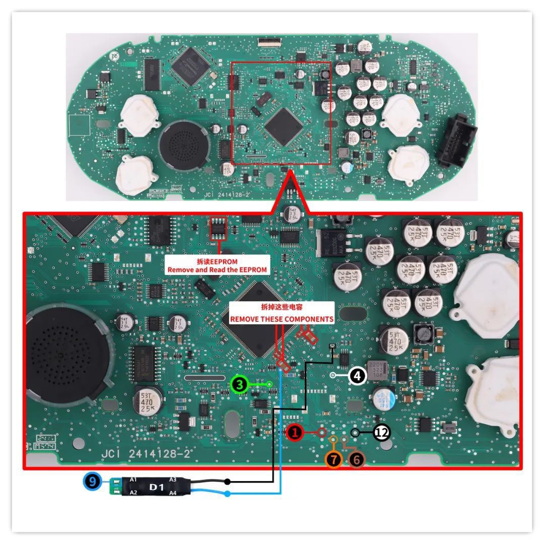 Câble d'adaptateur cg100x et D1 vers un Cluster VAG MQB