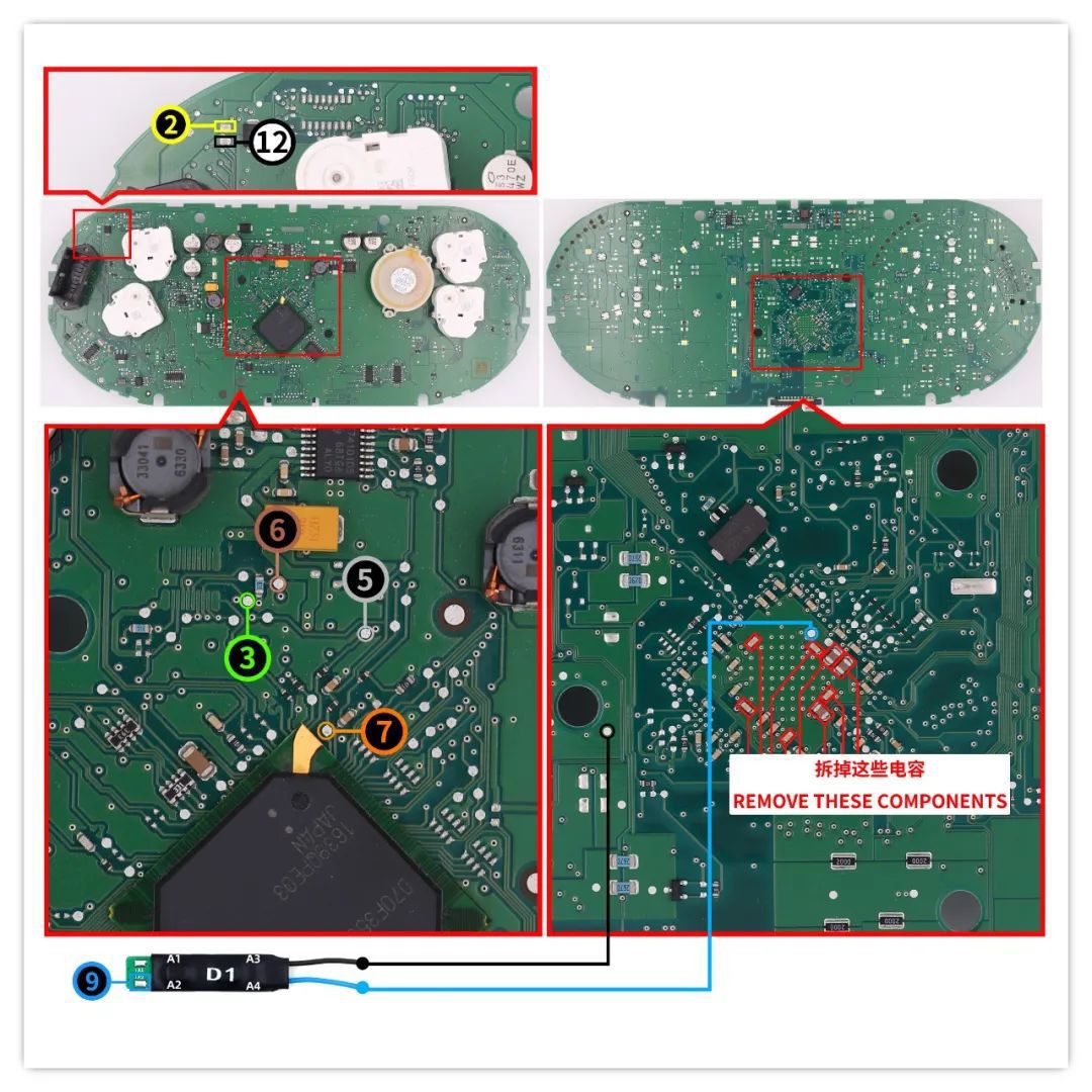 Câble d'adaptateur cg100x et D1 vers un Cluster VAG MQB