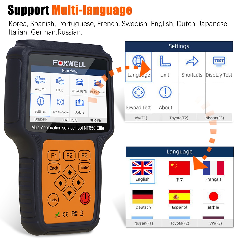 FOXWELL NT650 Elite OBD2 EOBD Outil de diagnostic