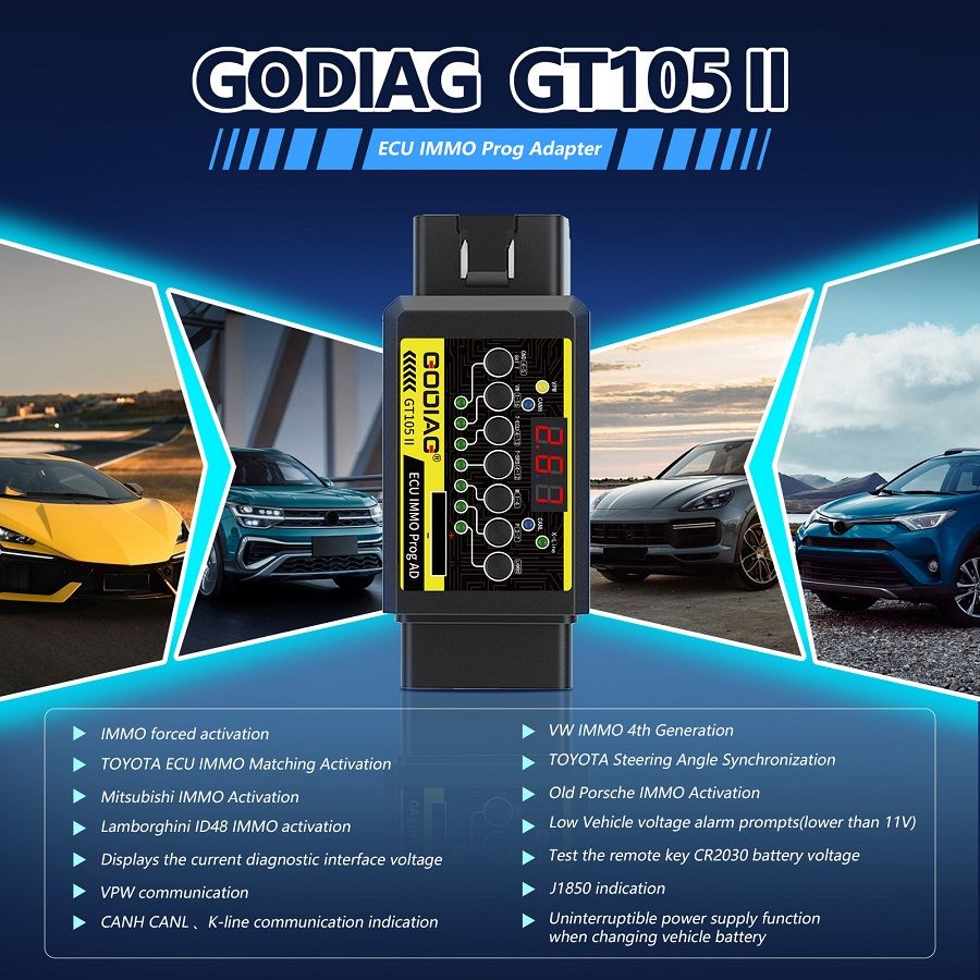GODIAG GT105 II ECU IMMO Prog AD OBD2 Break Out Box Connecteur ECU
