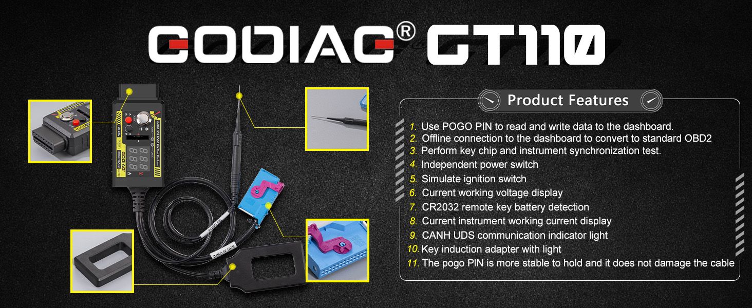 GODIAG GT110 POUR VW Skoda Seat CAN-Bus UDS 4&egrave;me g&eacute;n&eacute;ration Plateforme de test de syst&egrave;me IMMO