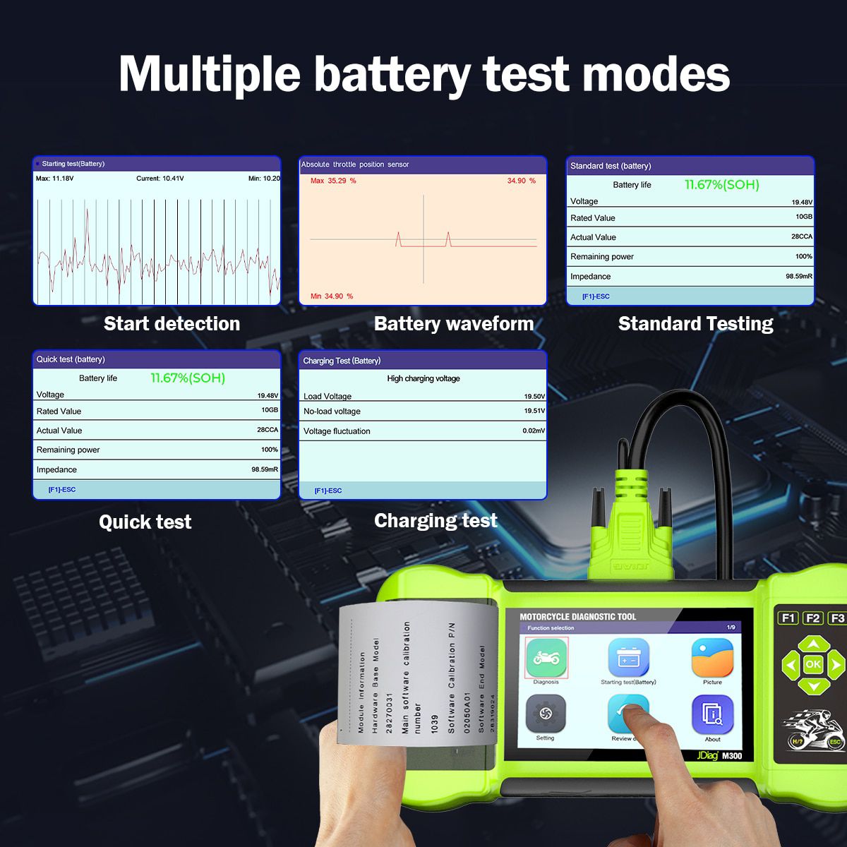 Scanner OBD2 de diagnostic de moto jdiag m300