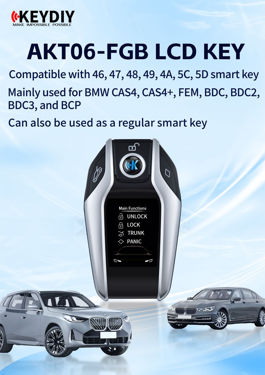 KEYDIY AKTO6-FGA LCD Smart Key Compatible avec 46, 47, 48, 49, 4A, 5C, 5D Smart Keys pour FEM, BDC, BDC2, BDC3, BCP Mod&egrave;les