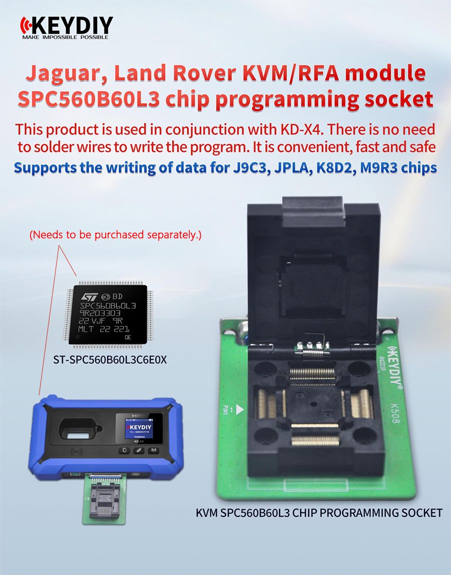 KEYDIY pour Jaguar, Land Rover KVM/RFA Module SPC560B60L3 Puce Programmation Socket