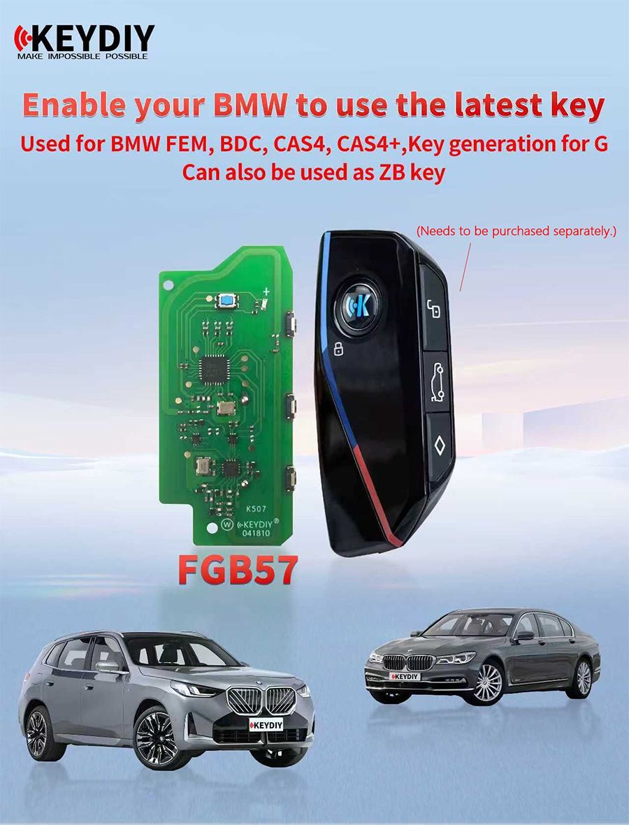 Conseil KEYDIY KD FGB57 utilis&eacute; pour BMW FEM, BDC, CAS4, CAS4 +, g&eacute;n&eacute;ration de cl&eacute;s G ou pour cl&eacute;s ZB 5pcs / lot