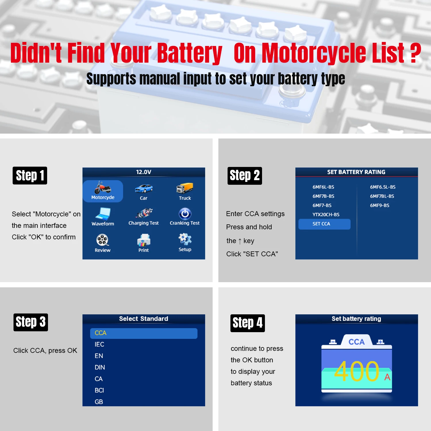 Testeur de batterie KONNWEI KW700 12V/24V