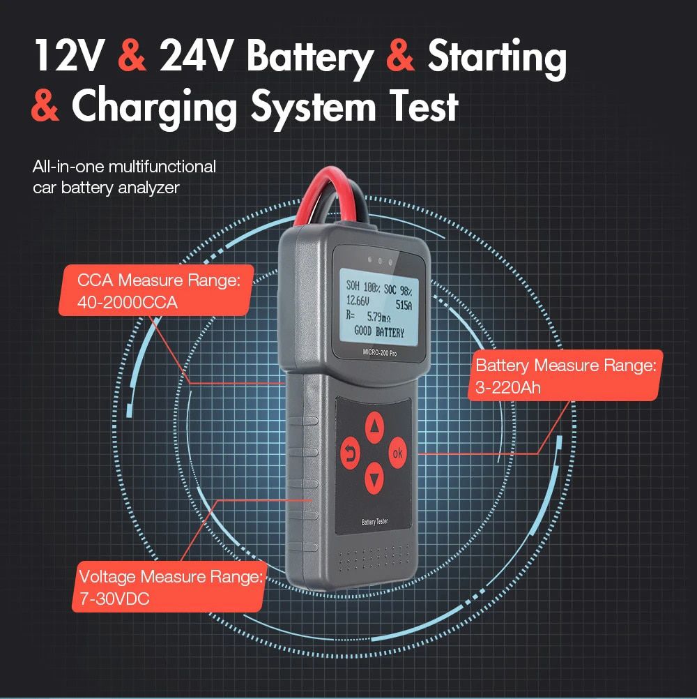 Testeur de capacité de batterie lancol micro200pro 12V