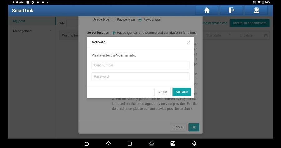 Étapes pour l'activation de SmartLink C