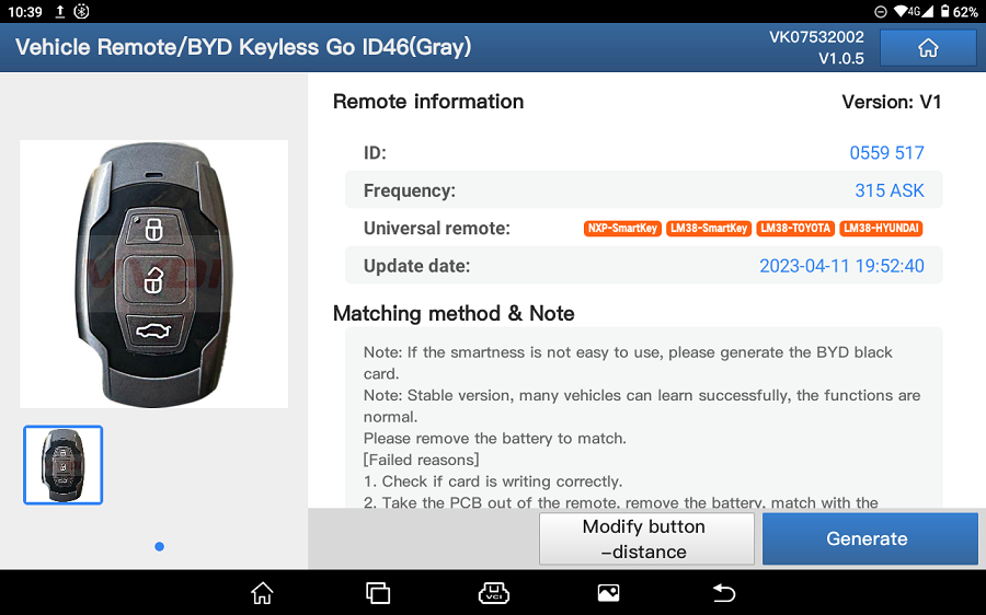 Lancement de x431 Key programmer Remote Maker