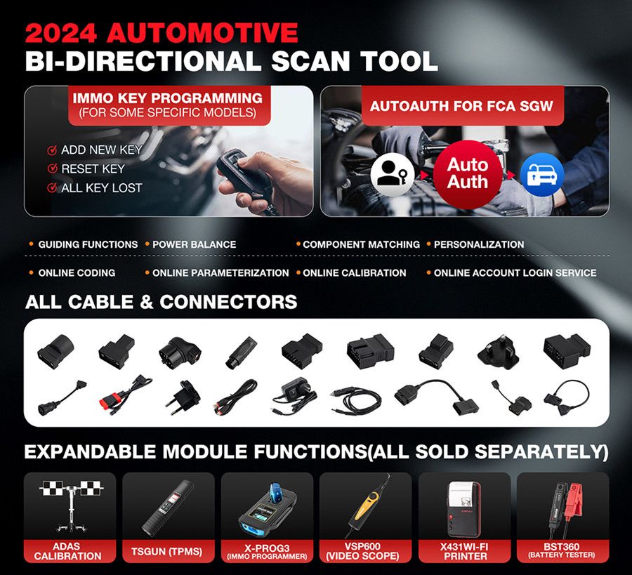 LAUNCH X431 PRO TT Outil de balayage bidirectionnel avec connecteur DBSCar VII 37+ R&eacute;initialiser ECU Codage en ligne Cl&eacute; CANFD IMMO