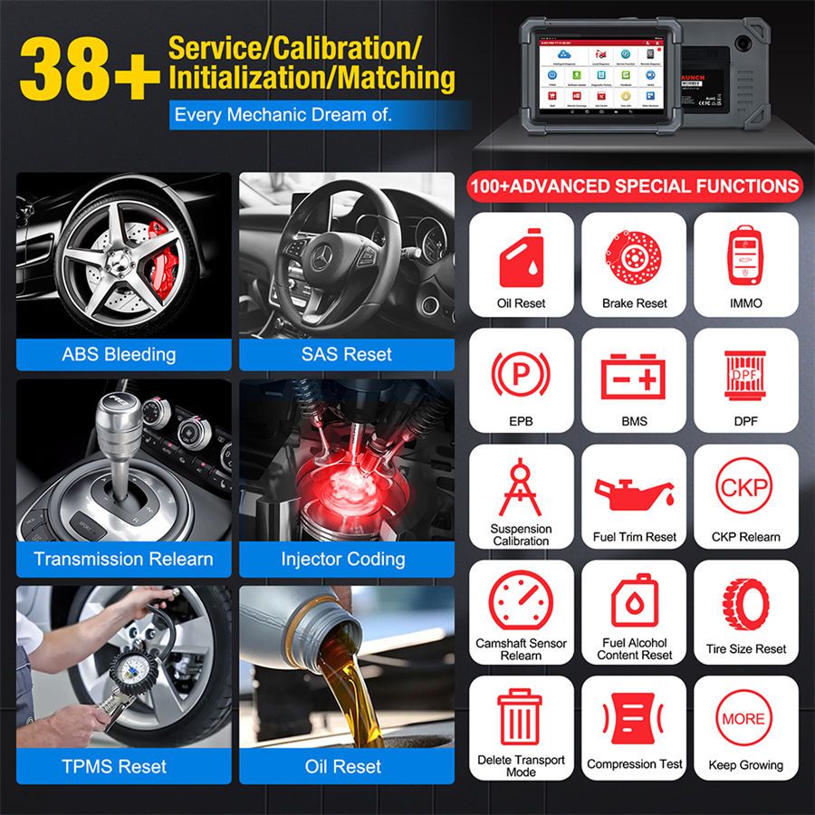 LAUNCH X431 PRO TT Outil de balayage bidirectionnel avec connecteur DBSCar VII 37+ R&eacute;initialiser ECU Codage en ligne Cl&eacute; CANFD IMMO