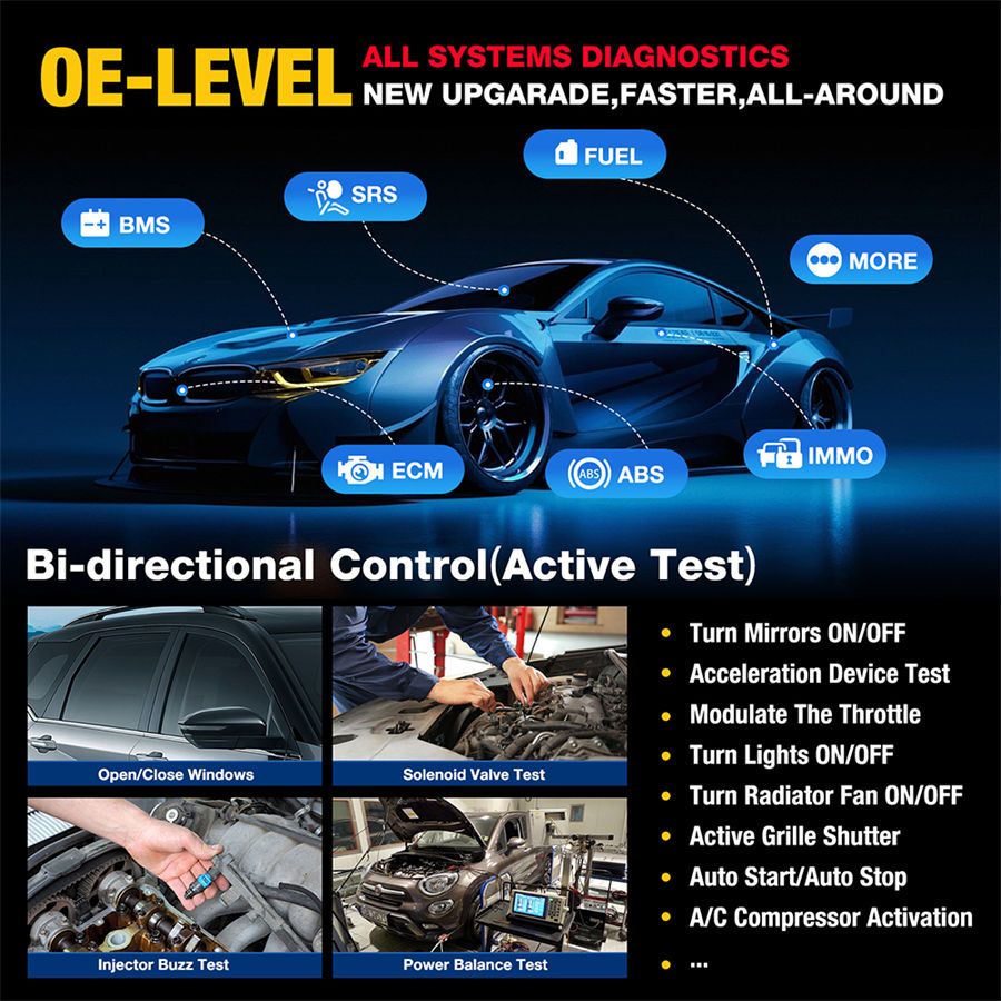 LAUNCH X431 PRO TT Outil de balayage bidirectionnel avec connecteur DBSCar VII 37+ R&eacute;initialiser ECU Codage en ligne Cl&eacute; CANFD IMMO