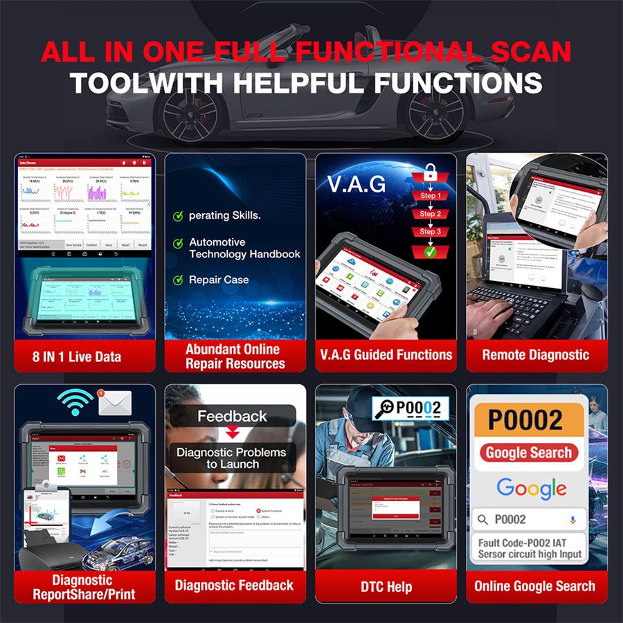 LAUNCH X431 PRO TT Outil de balayage bidirectionnel avec connecteur DBSCar VII 37+ R&eacute;initialiser ECU Codage en ligne Cl&eacute; CANFD IMMO