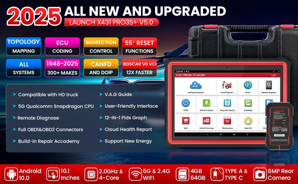 LAUNCH X431 PRO3S+ V5.0 Outil de balayage bidirectionnel