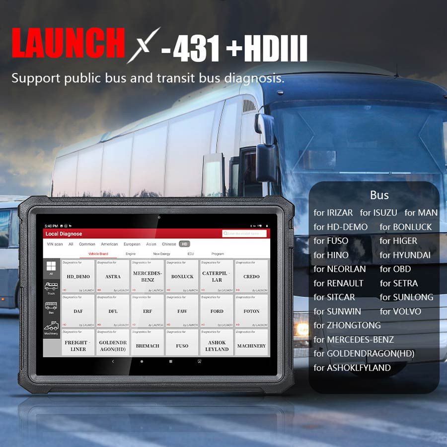Lancement original X431 V + HD3 Wifi / Bluetooth Heavy Duty Tr