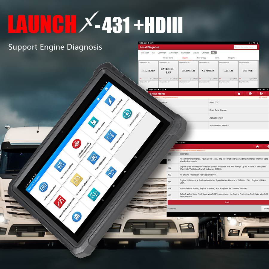 Lancement original X431 V + HD3 Wifi / Bluetooth Heavy Duty Tr
