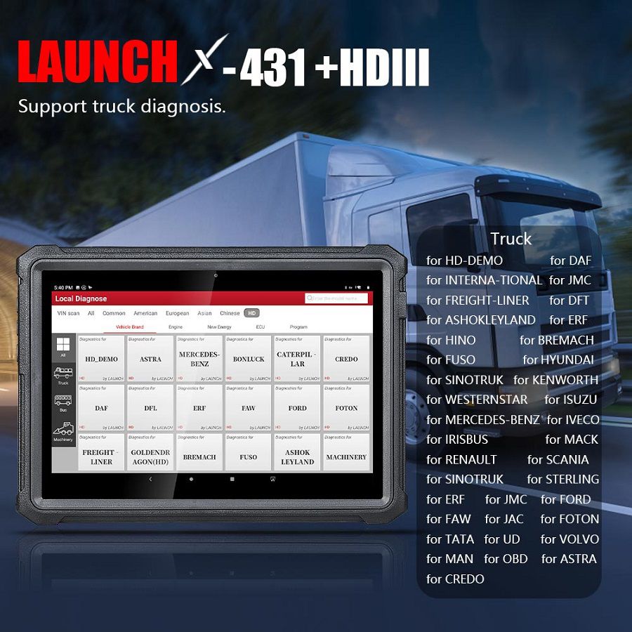 Lancement original X431 V + HD3 Wifi / Bluetooth Heavy Duty Tr