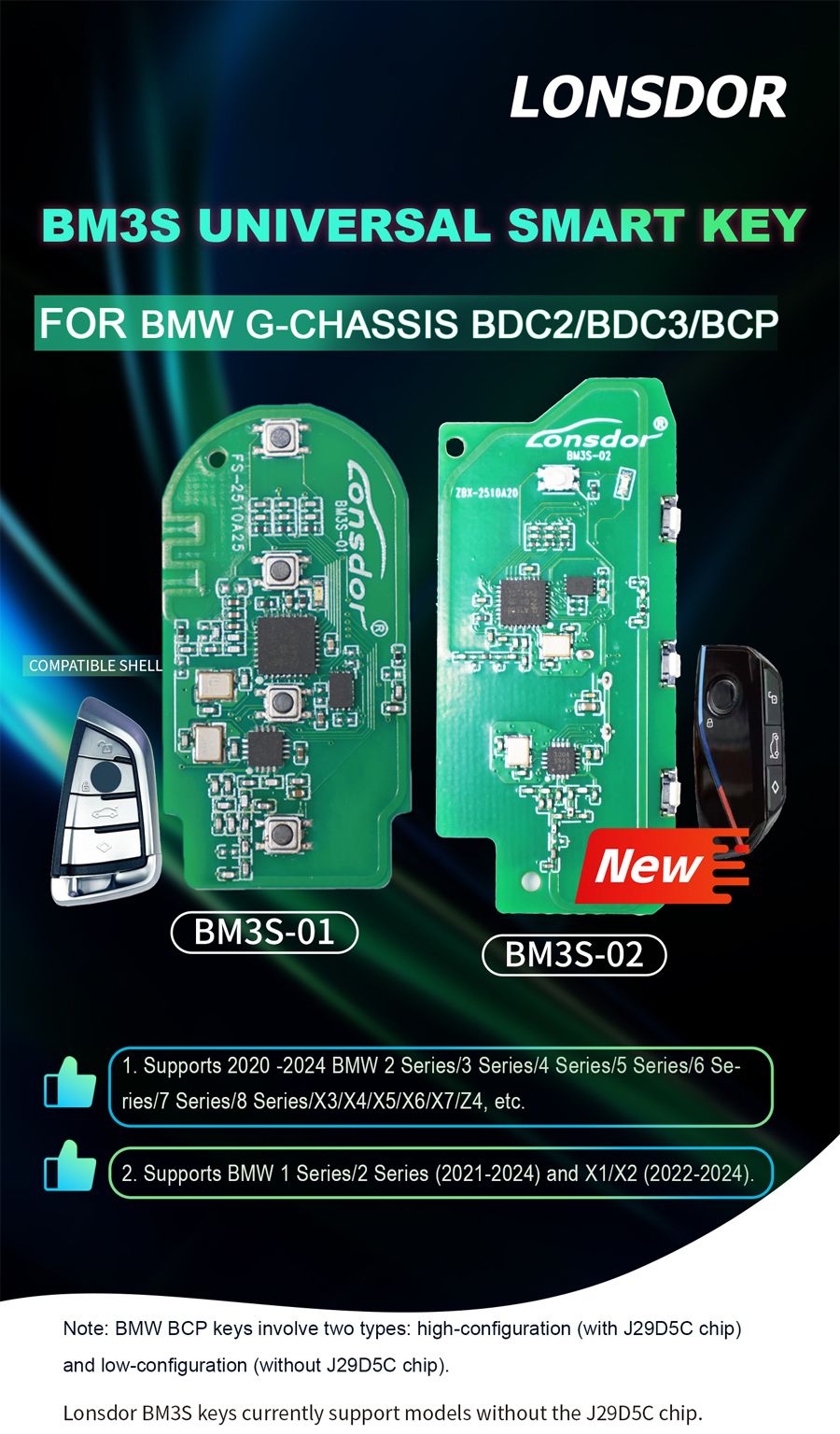 Lonsdor BM3S-01 BM3S Universal Smart Key pour BMW G-Chassis BDC2/BDC3/BCF