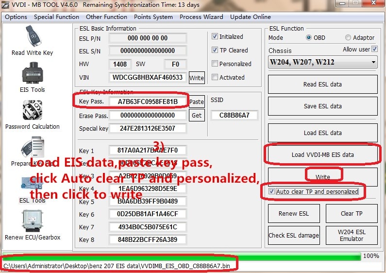 Émulateur original Mercedes-Benz W204 207 212 ESL/ELV 
