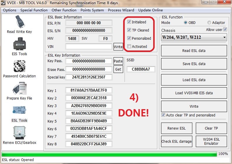 Émulateur original Mercedes-Benz W204 207 212 ESL/ELV 